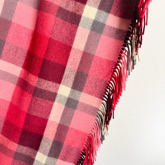 Paulette Rollo Red Plaid Made in Scotland Lambs Wool Fringe Blanket 58x80 - Picture 4 of 4